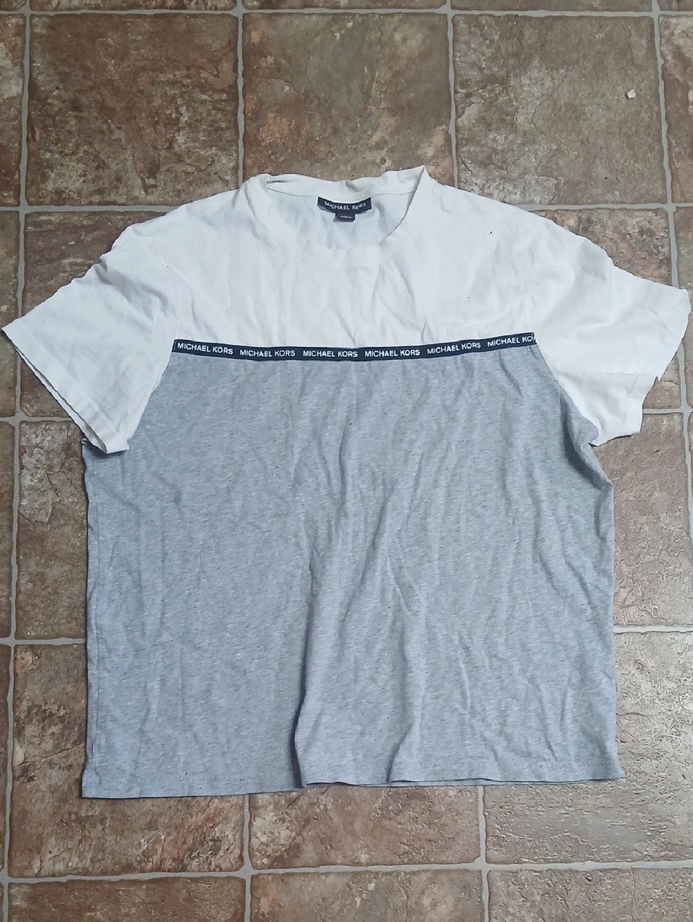 Michael Kors White & Gray Two-Tone Logo Crewneck Tee